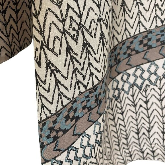 FREE PEOPLE Crop Blouse Size Small Boho Print Cream Stars Aligned Flowy Sleeves - Picture 8 of 15